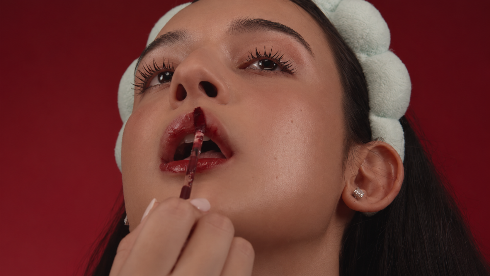 Rare Beauty makeup commercial still